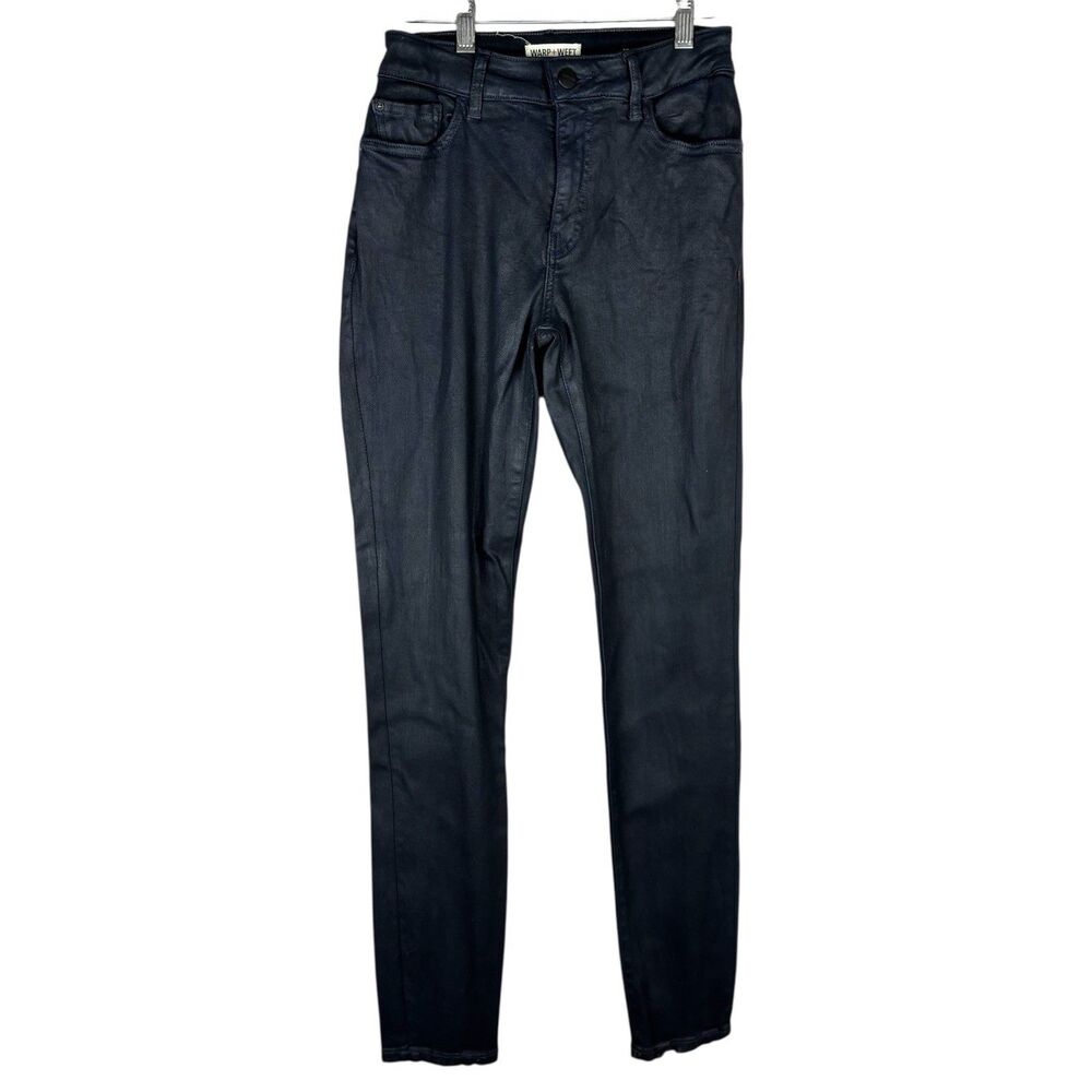 Warp + Weft Women's JFK Skinny Jeans Sz 27 Black Wax Finish Club Concert Party